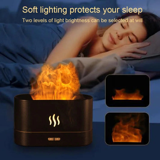 Flame Aroma Diffuser, Humidifier with Dual Brightness Night Light and Auto-Off Protection